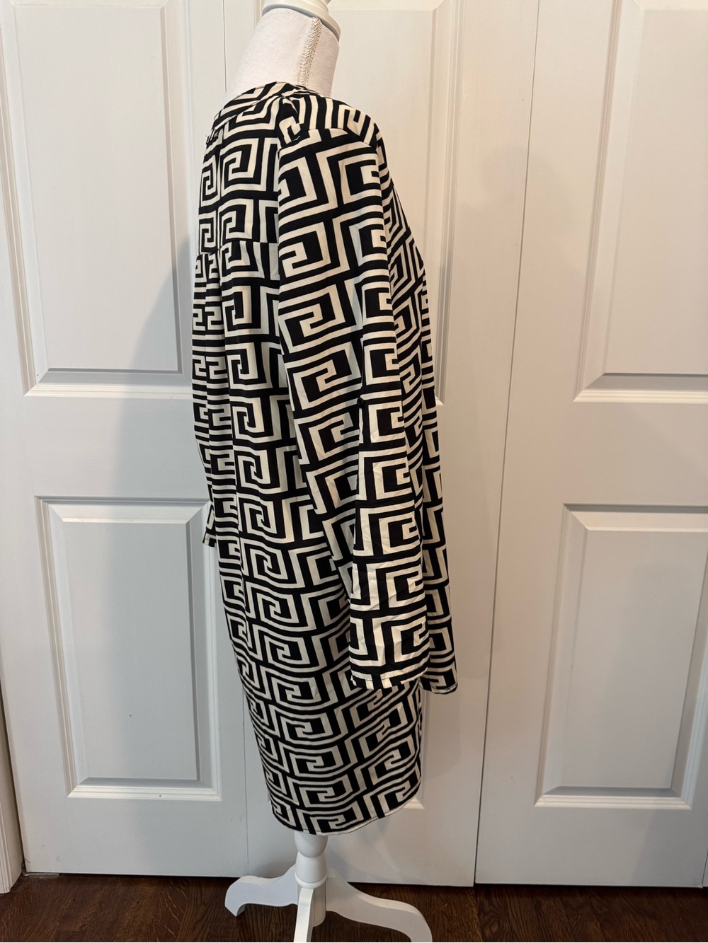 Made in Italy (PY) ❤️ Geometric Greek Key Tunic Shirt Dress M/L. - Picture 6 of 15